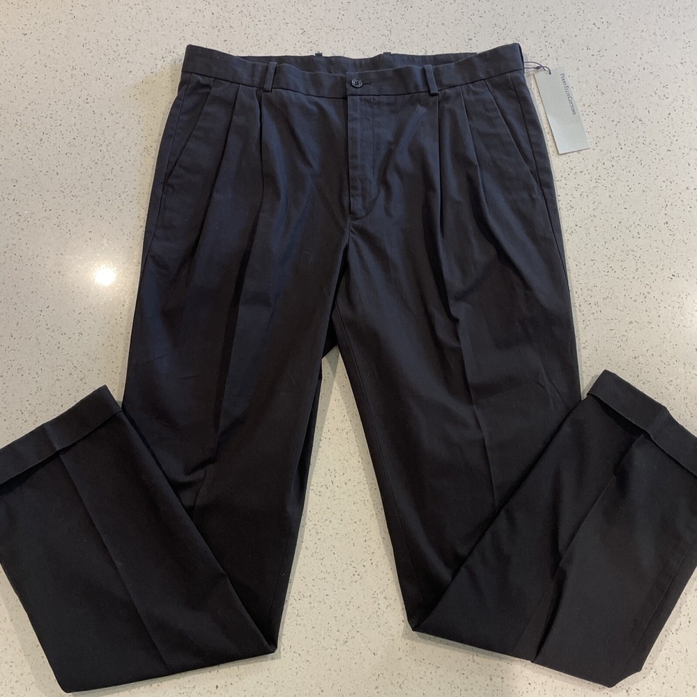 Perry Ellis Men's Khaki Pants 36 x 34  Black Cotton‎ NWT